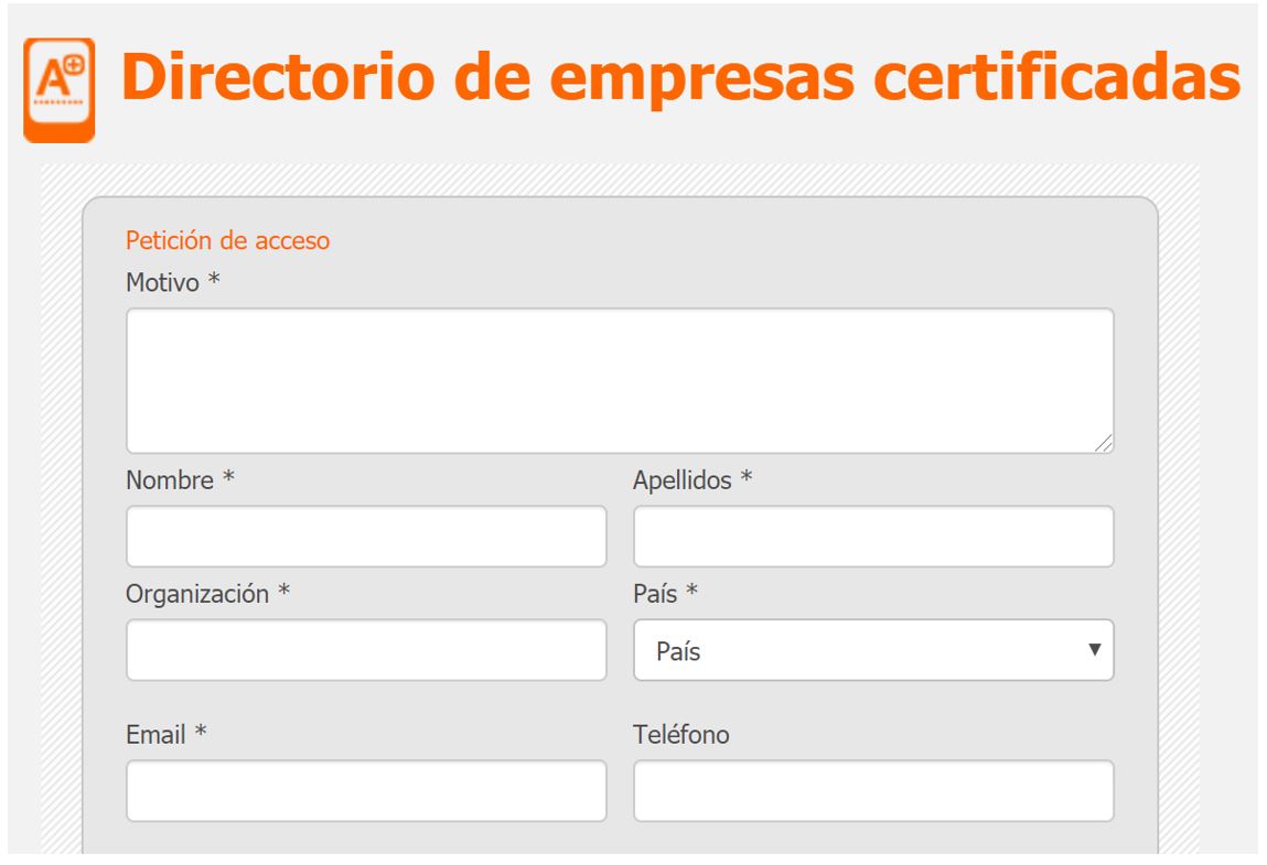 formulario petición acceso listado empresas certificadas Applus